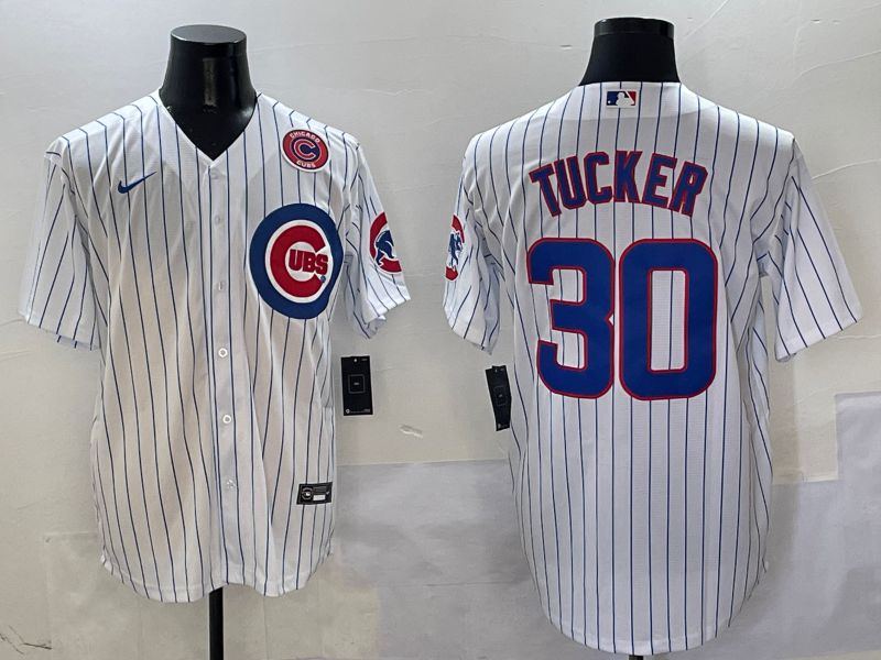 Men Chicago Cubs #30 Tucker White Stripe Game Nike 2025 MLB Jersey style 6